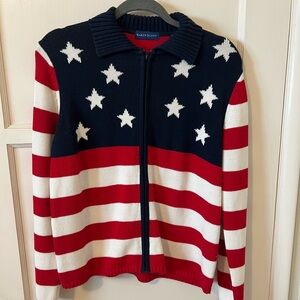 NWT Karen Scott American Flag Knit Sweater Cardigan
